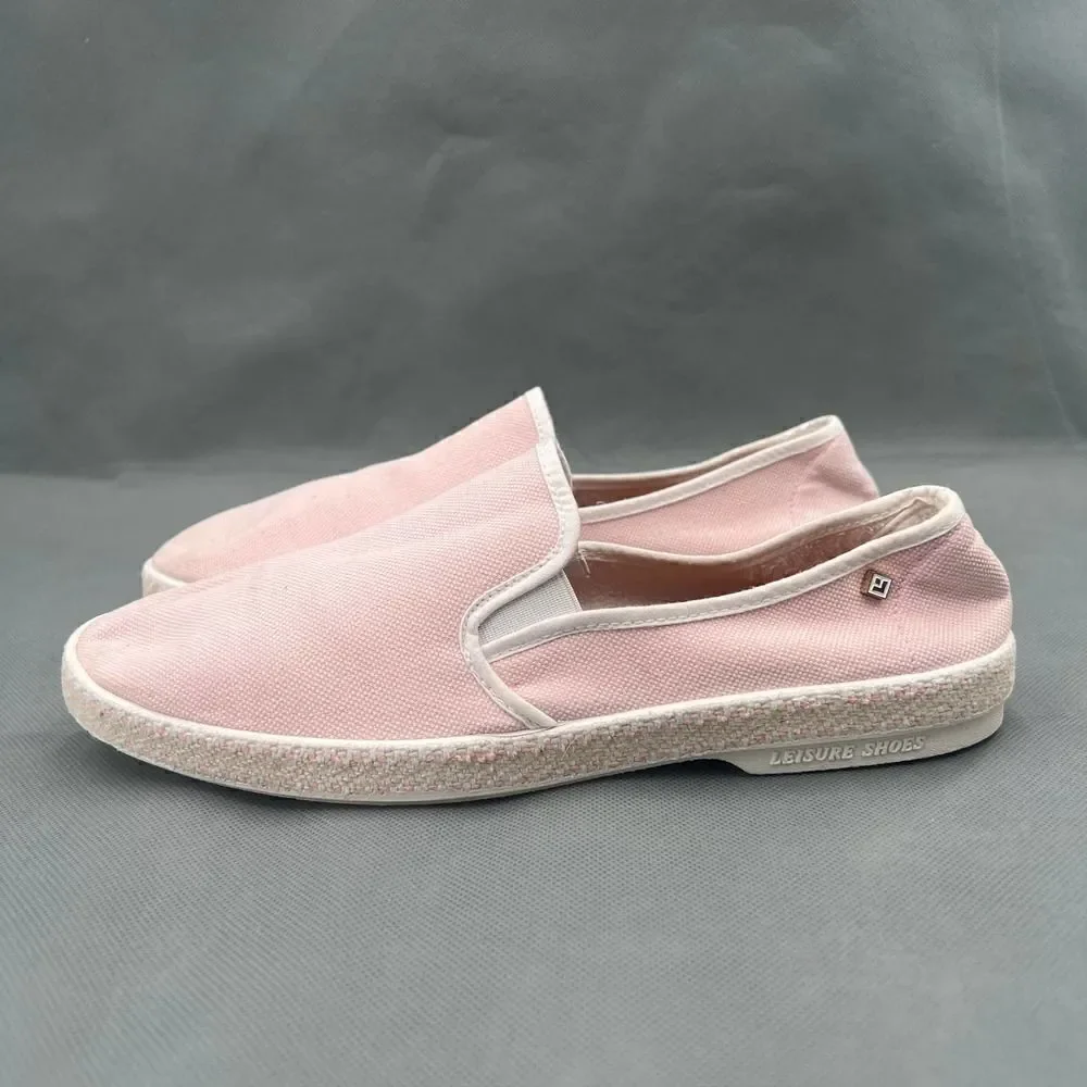 Rivieras Nymphe Cotton Canvas Slip On Classic Pink Canvas Sneakers Size 40